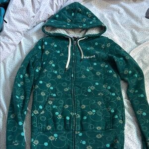 Element teal patterned zip-up hoodie